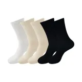 [5 пачек/Смелые носки Crew] Черный 2 + Экрю 2 + Белый