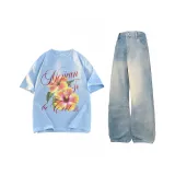 Комплект одежды (Топ Sky Blue + Винтажные синие штаны)