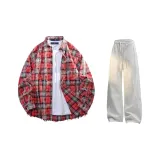 Washed Red+White Photinia Gray Pants  
Промытый Красный+Белый Фотиния Серый Брюки