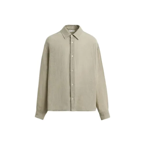 ZARA Шалфейно-зеленые Мужские Рубашки