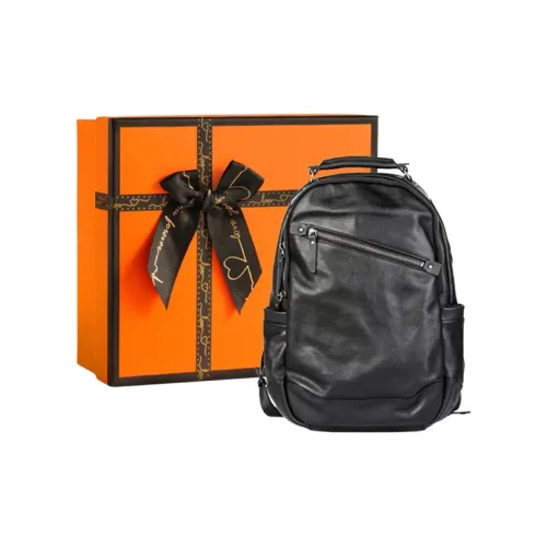 OUBOTE Рюкзак из коровьей кожи мужской черный