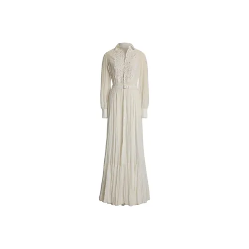Ralph Lauren Collection Белое Женское Длинное Платье с Рукавами