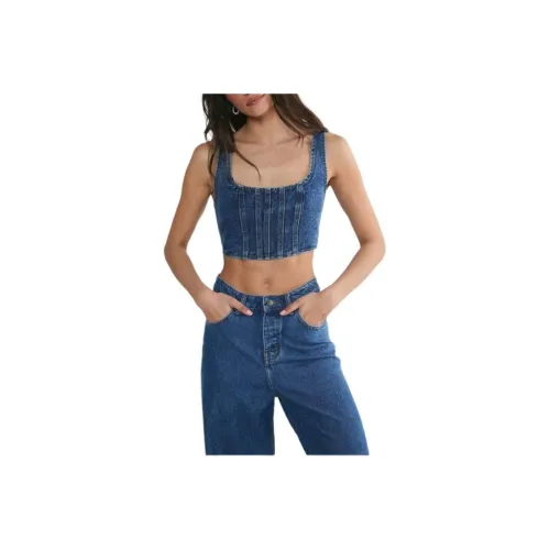 NASTY GAL Кружево Спина Детали Деним Корсет Топ Топ на бретелях Женские