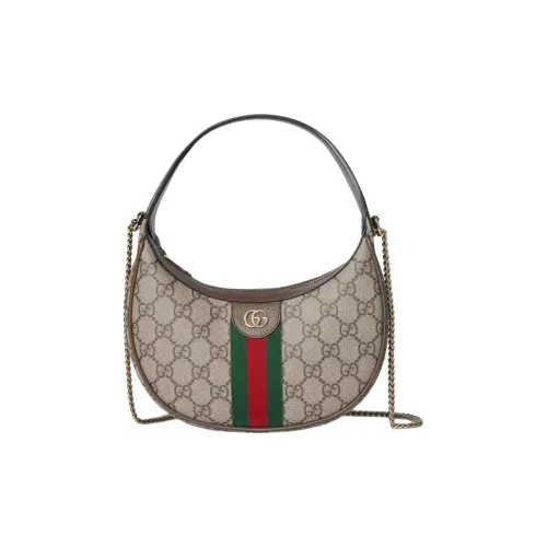 GUCCI Ophidia Кожа Тип покрытия Одно плечо Сумка Маленькая Женская Бежевая и Коричневая