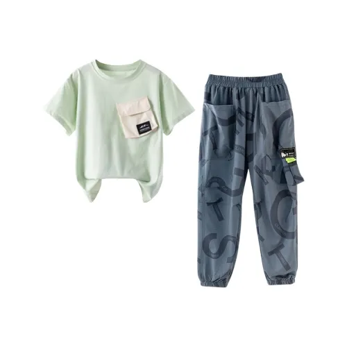 OVE 19181 Светло-зеленый + 5730 Темно-серый Kids Повседневная спортивная одежда