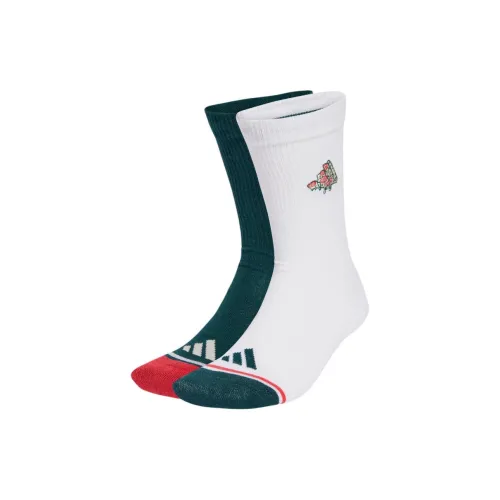 adidas Clothing 1 Пачка Белый+Зеленый Мужской MID Носки до икры
