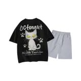 Чёрный топ, светло-серый низ