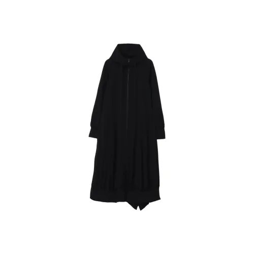 Yohji Yamamoto Черные Женские Длинные Платья с Длинными Рукавами