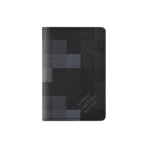 LOUIS VUITTON DAMOFLAGE Черный Покрытый холст Картхолдер Мужской Черный