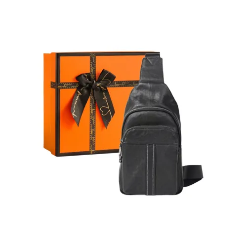 OUBOTE Сумка через плечо из коровьей кожи Мужская Черная