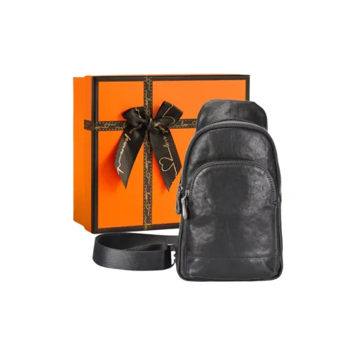 OUBOTE Сумка через плечо из коровьей кожи Мужская Черная