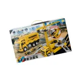 [Большой размер грузовой автомобиль] + дорожка для запуска + 14 автомобилей из сплава + дорожные барьеры + короткая дорожка