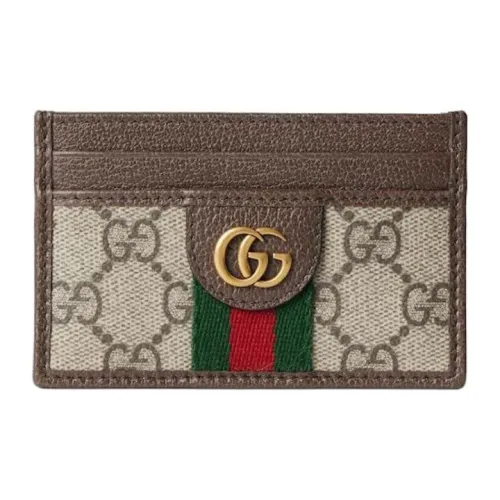 GUCCI Ophidia Холст и Кожа Держатель для Карт Маленький Мужской Бежевый Коричневый