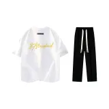 Комплект одежды (Белая футболка + Желтые штаны с молнией)