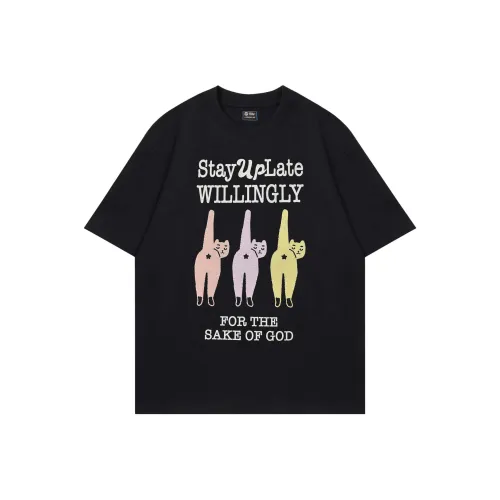 STAY UP LATE Черная унисекс футболка