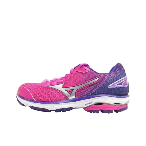 Mizuno Wave Rider 19 Устойчивые к истиранию Низкие Кроссовки для бега Женские Розовый Фиолетовый Серебряный