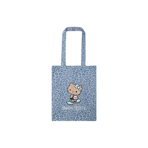 THE BEAST HELLO KITTY collaboration Холст Тоут Сумка Сумка для покупок Сумка Сумка через плечо Женская Синий Леопардовый принт