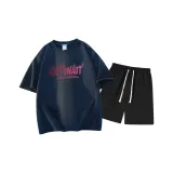 Темно-синий топ, черный низ