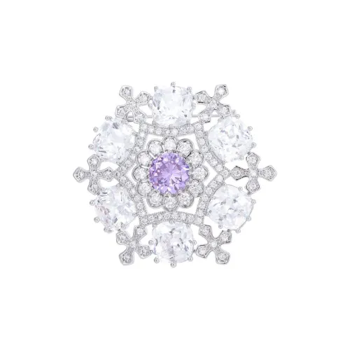 Фиолетовые синтетические кубические циркониевые брошки женские