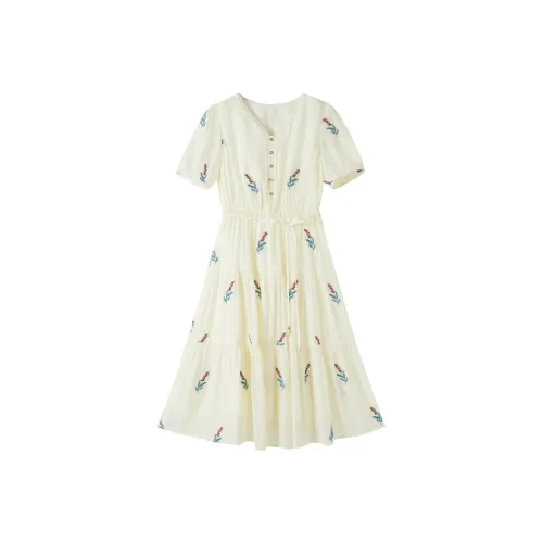 XIANGYING Короткое платье с короткими рукавами женское