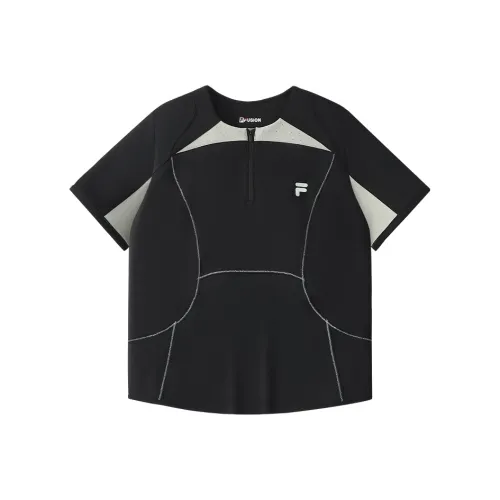FILA FUSION FILA FUSION X Реглан рукав T-рубашка Женская Глубокий черный