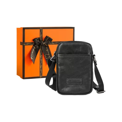 OUBOTE Сумка через плечо из коровьей кожи Мужская Черная