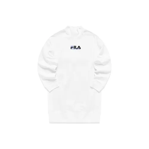 FILA Белое Женское Длинное Платье с Рукавами