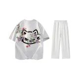 Комплект одежды (Белая серая футболка + Белые серые штаны для повседневной носки)