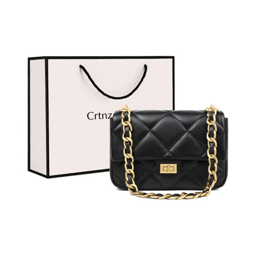 Crtnzo Kroez Сумка через плечо из коровьей кожи маленькая квадратная сумка стандартная женская черная