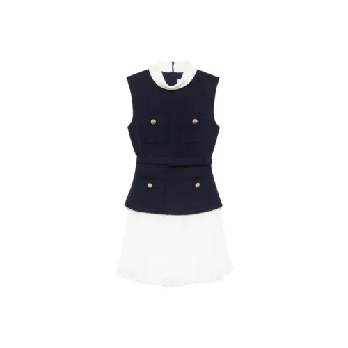 Self Portrait Без рукавов Платье Женское Морской синий