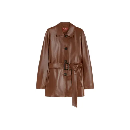 MaxMara Studio Кожа Куртка Женская Коричневая