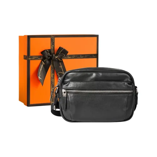 OUBOTE Сумка через плечо из коровьей кожи мужская черная