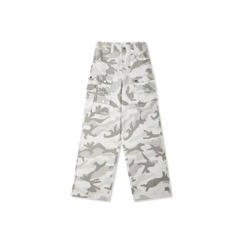 LANGWEIZHE Gray Camouflage Unisex Cargo Pants LANGWEIZHE Серый Камуфляж Унисекс Карго Брюки
