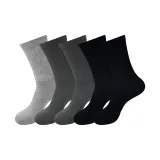 [5 пачек/Смелые носки Crew] Черный 2 + Темно-серый 2 + Светло-серый