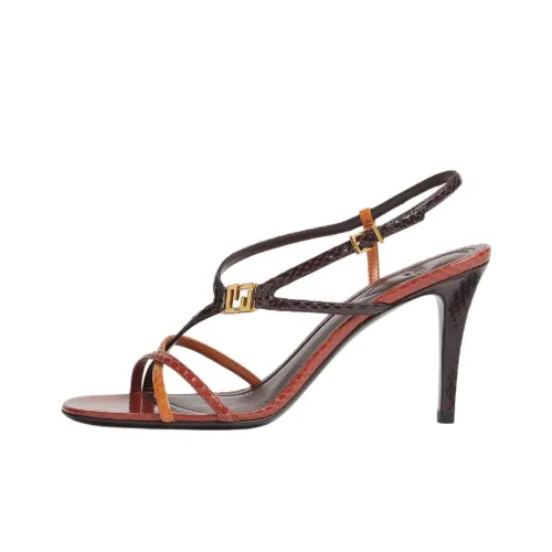 FENDI FFold One Ремень Сандалии 8,5 см Женские Коричневый