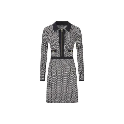 Karl Lagerfeld Длинное платье с длинными рукавами женское черное и белое