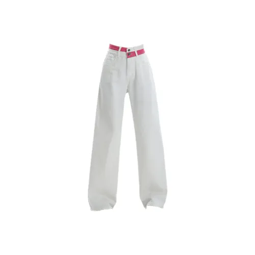 Белый медведь Розово-красный & Белый Женские джинсы