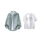 Синий клетчатый + белая футболка