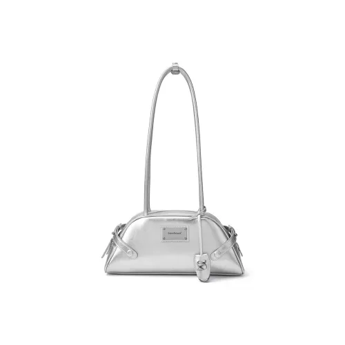 MCMIKO Коровья кожа Боулинг-шар Подмышечный Сумка на плечо Стандартный Женский Космический серебряный