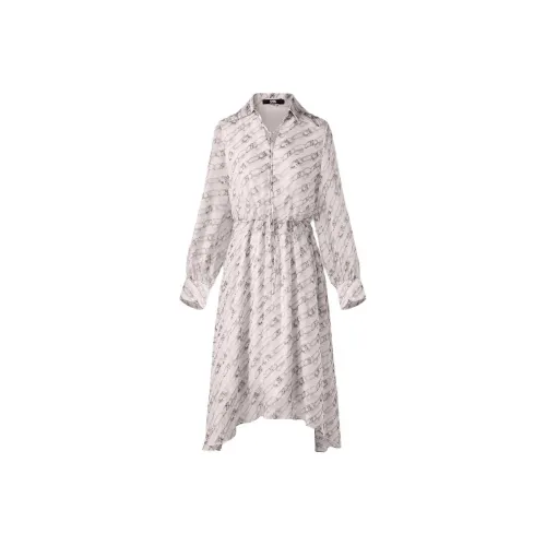 Karl Lagerfeld Длинное платье с длинными рукавами женское белое
