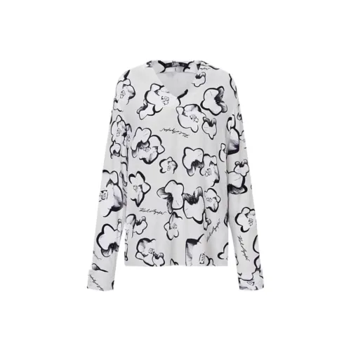 Karl Lagerfeld Рукав с спущенным плечом T-рубашка Женская Серый Белый