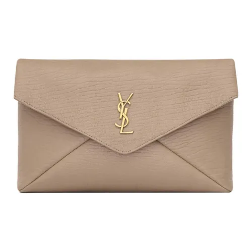 SAINT LAURENT Cassandre Sheepskin Конверт Сумка Клатч Большая Женская Пыльно-Серый