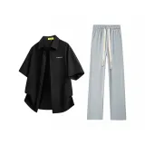 Black + Gray [Черная рубашка + Серые повседневные штаны]