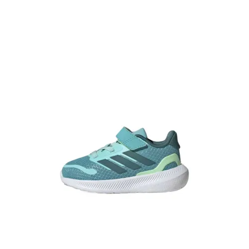 Adidas RUNFALCON 5 Амортизация и Дышащий Низкий Топ Детские Беговые Кроссовки Сине-зеленый Младенец и Малыш