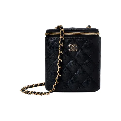 CHANEL Зернистая кожа личи коровья кожа квадратная сумка BOX CROSSBODY сумка через плечо мини женская черная