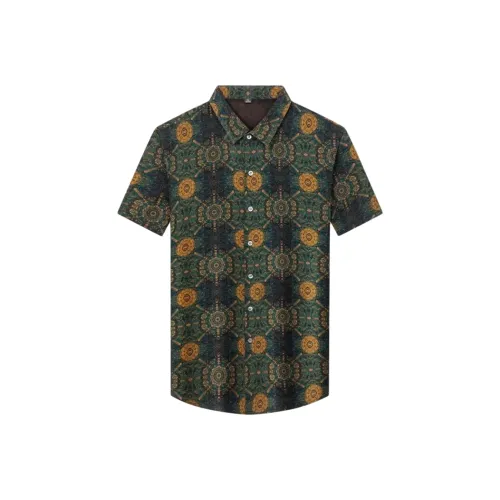 BANGBOY X IZTION Желтый Зеленый Мужская Рубашка