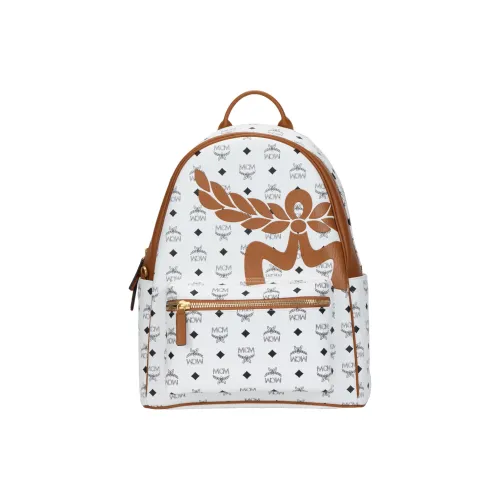 MCM Stark Visetos Кожа Рюкзак Средний Унисекс Белый