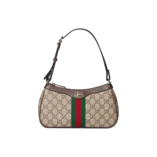 GUCCI Ophidia Холст Плечевая Сумка Маленькая Унисекс Бежевый Коричневый