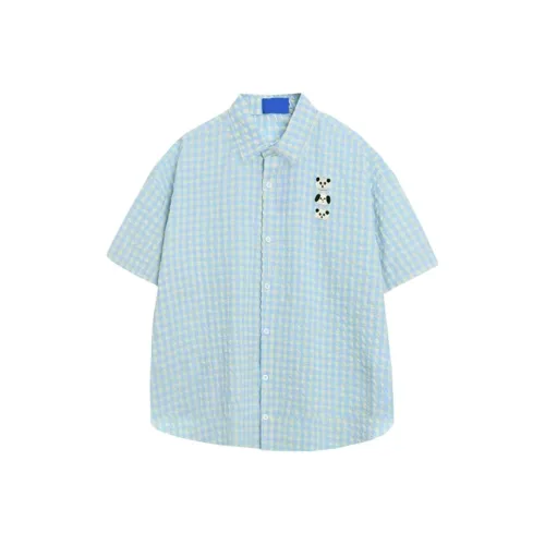 MARTHENAUT Синяя Унисекс Рубашка с Мультяшным Щенком