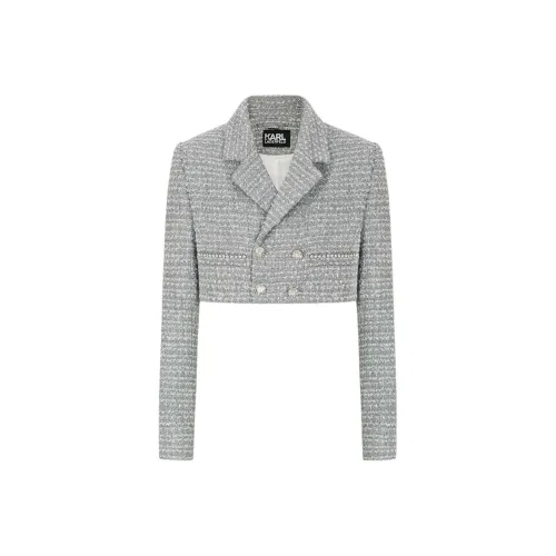 KARL LAGERFELD Укороченное пальто Женское Серебристое